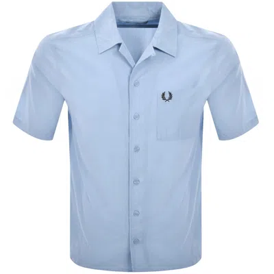 Fred Perry Pique Textured Collar Shirt Blue