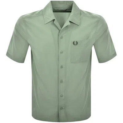 Fred Perry Pique Textured Collar Shirt Green
