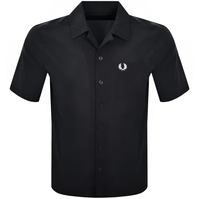 Fred Perry Pique Textured Collar Shirt Navy In Blue