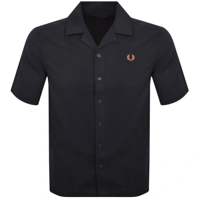 Fred Perry Pique Textured Collar Shirt Navy