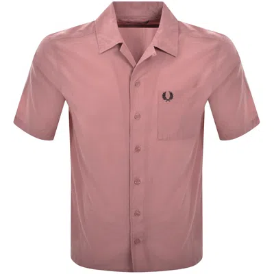 Fred Perry Pique Textured Collar Shirt Pink