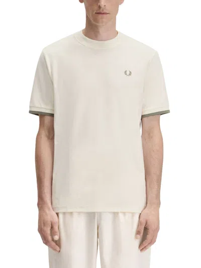 Fred Perry Pique Tshirt In Neutral