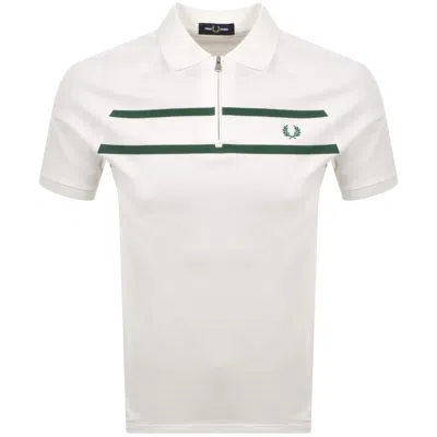 Fred Perry Pique Zip Neck Polo T Shirt White