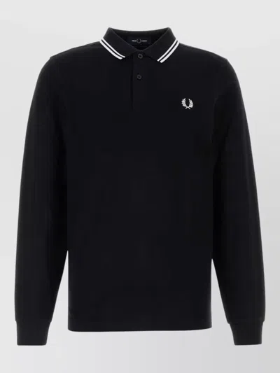 Fred Perry Piquet Shirt Polo Collar Ribbed Cuffs In Multi
