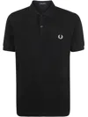 Fred Perry Piquet Polo Shirt Collar Sleeves In Black