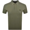 Fred Perry Plain Polo T Shirt Laurel Wreath Green In Green