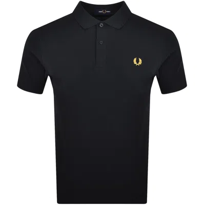 Fred Perry Logo-embroidered Wool-blend Polo Shirt In Navy