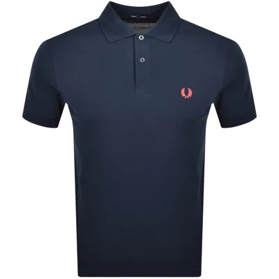 Fred Perry Plain Polo T Shirt Tennis Blue