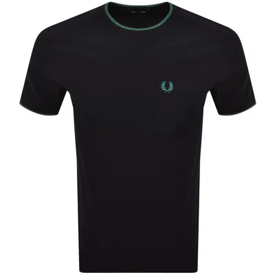 Fred Perry Pocket Detail Pique T Shirt Navy In Black
