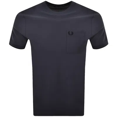 Fred Perry Pocket Detail Pique T Shirt Navy In Blue