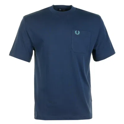 Fred Perry Pocket Detail Pique T Shirt Tennis Blue