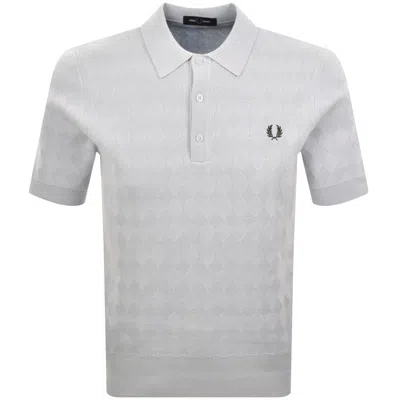 Fred Perry Pointelle Knit Polo T Shirt Blue