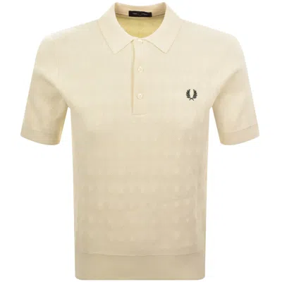 Fred Perry Pointelle Knit Polo T Shirt Cream In Neutral