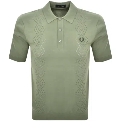 Fred Perry Pointelle Knit Polo T Shirt Green