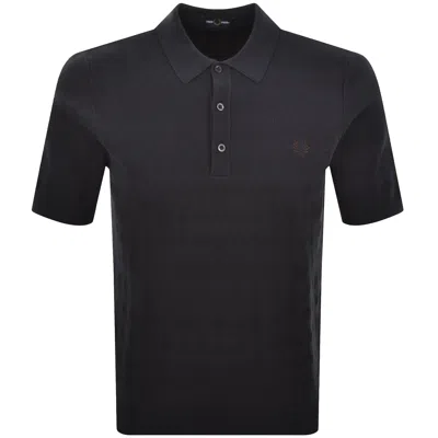 Fred Perry Pointelle Knit Polo T Shirt Navy In Black