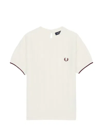 Fred Perry Pointelle-knit Sweater In White