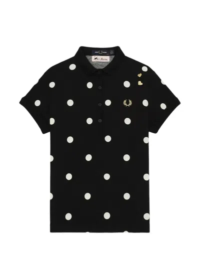 Fred Perry Polka-dot Polo Shirt In Black