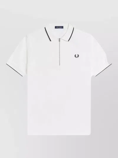 Fred Perry Polo Shirt Contrast Trim Short Sleeves In White