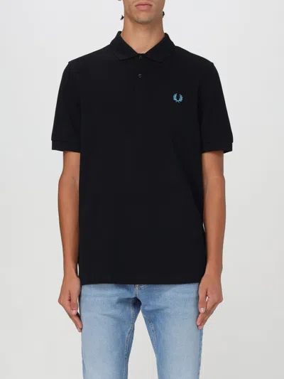 Fred Perry Logo-embroidered Cotton Polo Shirt In Schwarz 2