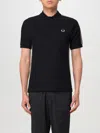 Fred Perry Piquet Polo Shirt Collar Sleeves In Black
