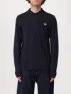 Fred Perry The Polo Collar Long Sleeve Shirt In Blue