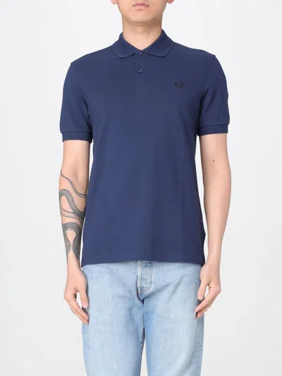 Fred Perry Knitted Short Sleeve Polo Shirt In Blue