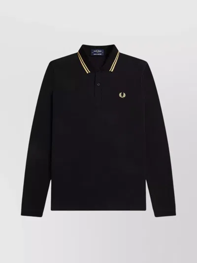 Fred Perry Polo Shirt In Cotton With Contrasting Profiles In Black