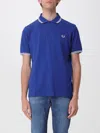 Fred Perry Cotton Polo Shirt With Logo  In Blue