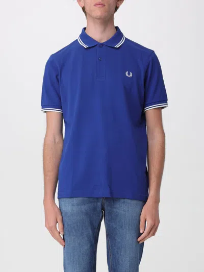 Fred Perry Cotton Polo Shirt With Logo  In Blue