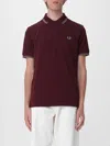 Fred Perry Cotton Polo Shirt With Logo  In Burgundy