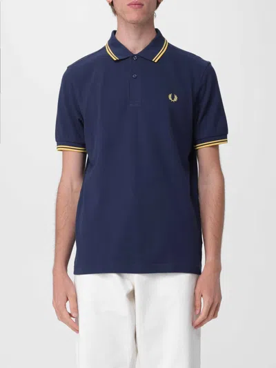 Fred Perry Cotton Polo Shirt With Logo  In Blue