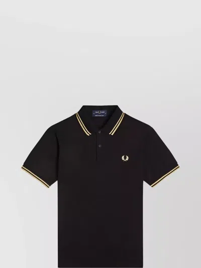 Fred Perry Polo Shirt With Contrast Trim And Collar In Black
