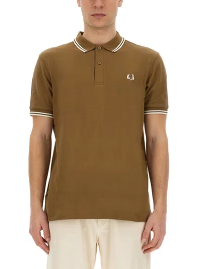 Fred Perry Polo With Logo In Ecru