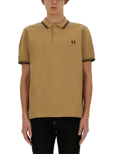Fred Perry Polo With Logo In Beige