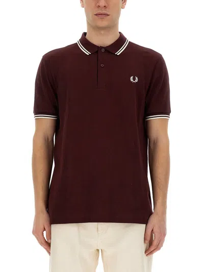 Fred Perry Polo With Logo In Bordeaux