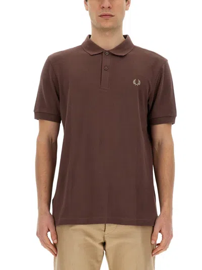 Fred Perry Polo With Logo In Brown