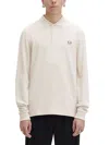 Fred Perry Beige Honeycomb Long-sleeve Polo In Neutral