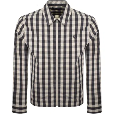 Fred Perry Poplin Check Overshirt Cream In Multi