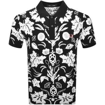 Fred Perry Print Polo T Shirt Black
