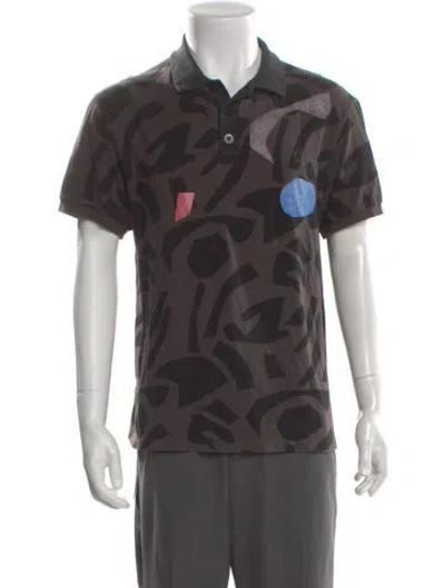 Pre-owned Fred Perry Printed Collar Polo Shirt In Gray