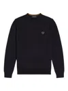 Fred Perry Logo-embroidered Crew-neck Jumper In Black