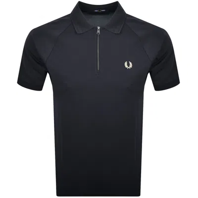 Fred Perry Quarter Zip Polo T Shirt Grey