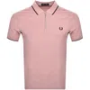 FRED PERRY FRED PERRY QUARTER ZIP POLO T SHIRT PINK