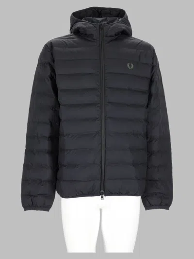Fred Perry Quilted Recycled Polyamide Down Jacket In Black