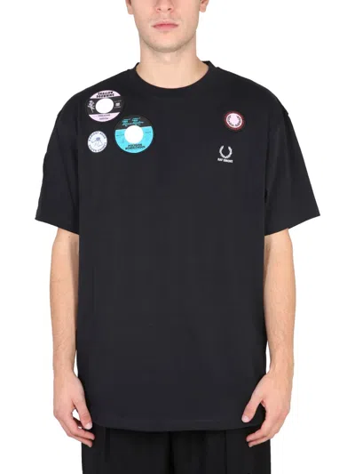 Fred Perry Raf Simons Oversized T-shirt With Patch In Black