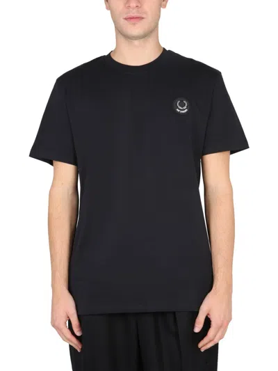 Fred Perry Raf Simons Oversized Logo T-shirt In Blue