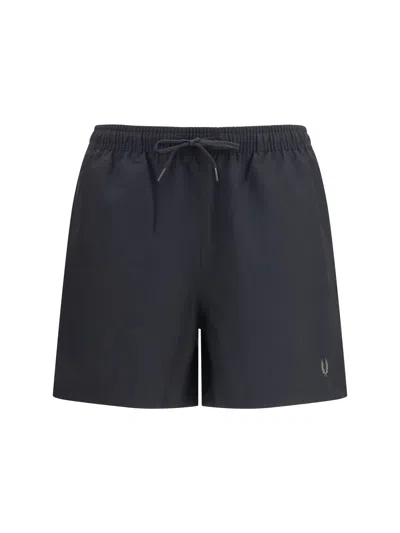 Fred Perry Recycled Polyester Swim Shorts In Black