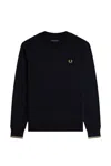 Fred Perry Logo-embroidered Crew-neck Jumper In Black