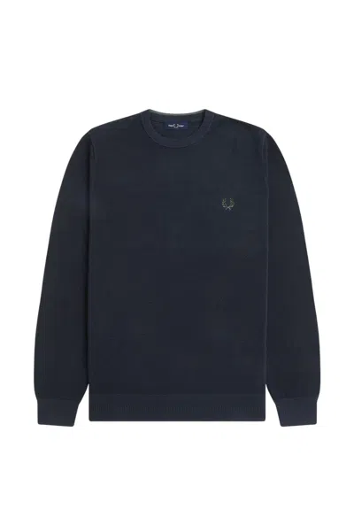 Fred Perry Regular Fit Crewneck Sweater For Men In Black