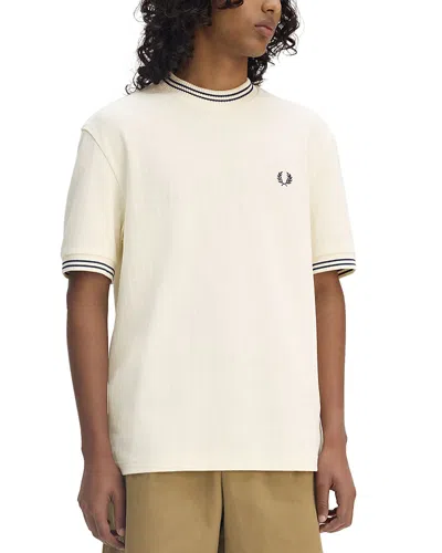 Fred Perry Regular Fit Ribbed Jersey Tee In Ecru